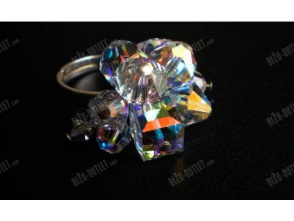 Sříbrný prsten s různými krystalovými tvary, Swarovski Elements