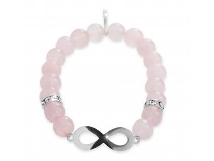 růžový rosa Náramek z pravých kamenů s infinity se Swarovski krystaly chirurgicka ocel šperky kameny bizu-outlet.com