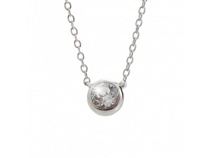 Stříbrný náhrdelník se šatonem s krystaly Swarovski porhodiováno šperky bižu outlet