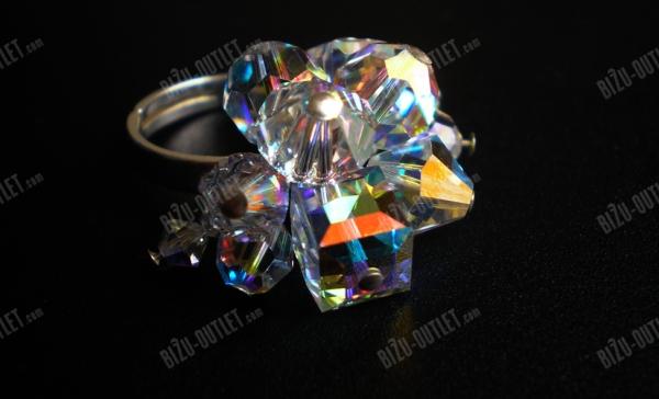 Sříbrný prsten s různými krystalovými tvary, Swarovski Elements Barva: siam (červená)
