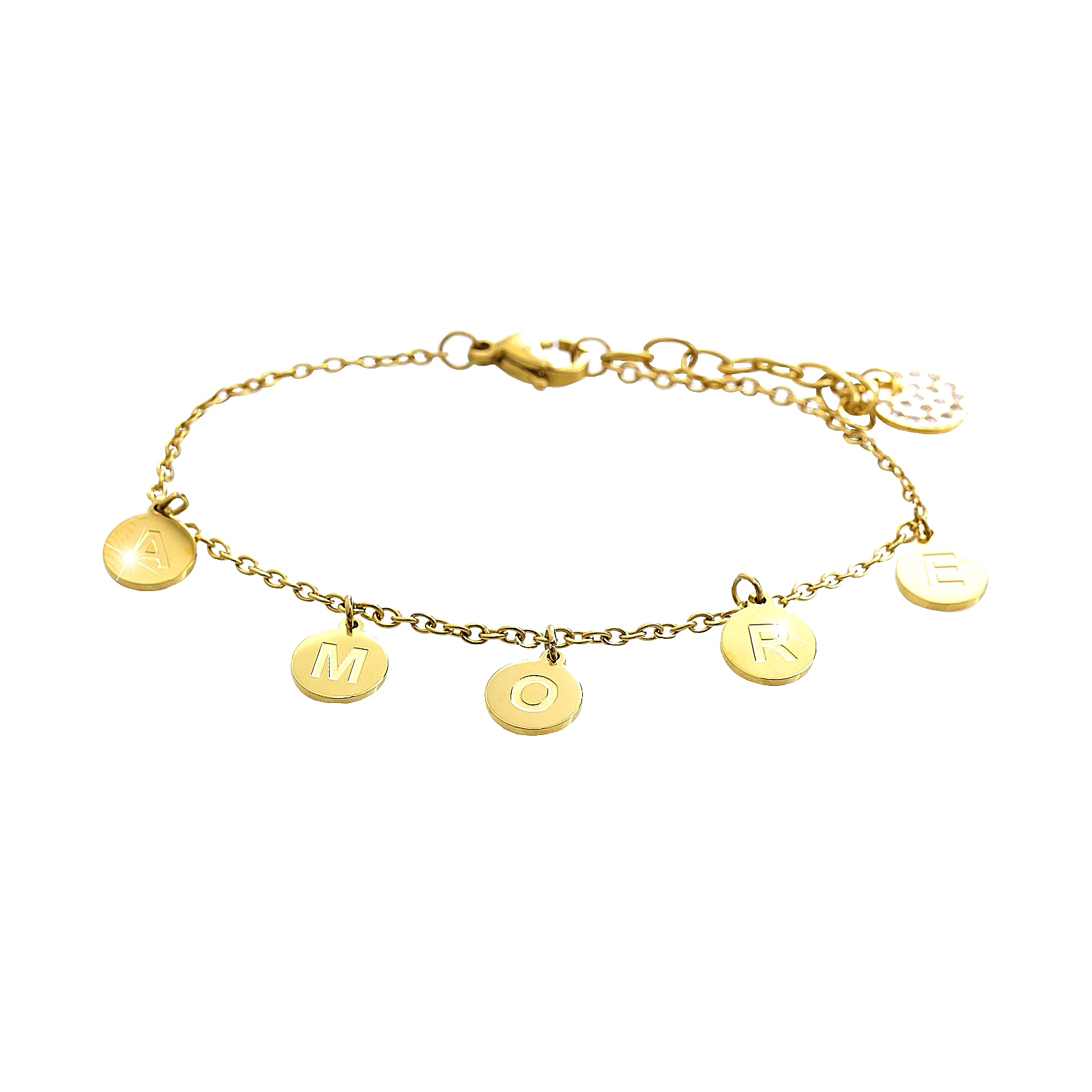 Náramek amore se Swarovski Crystals ocel Pokovení: pozlaceno