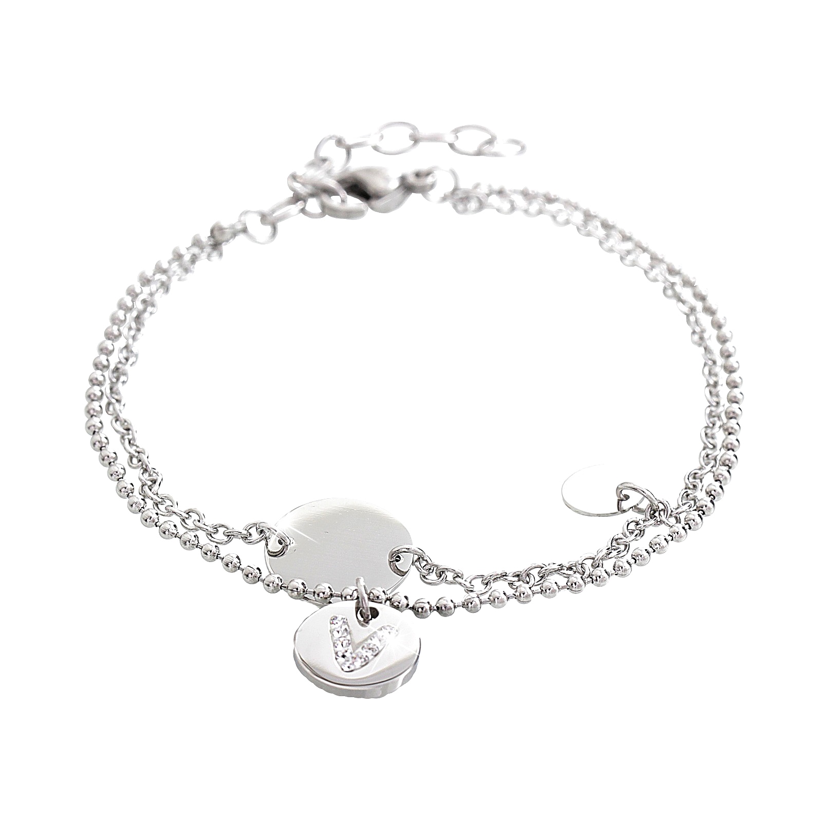 Náramek tři medailony řetízky Swarovski crystals ocel