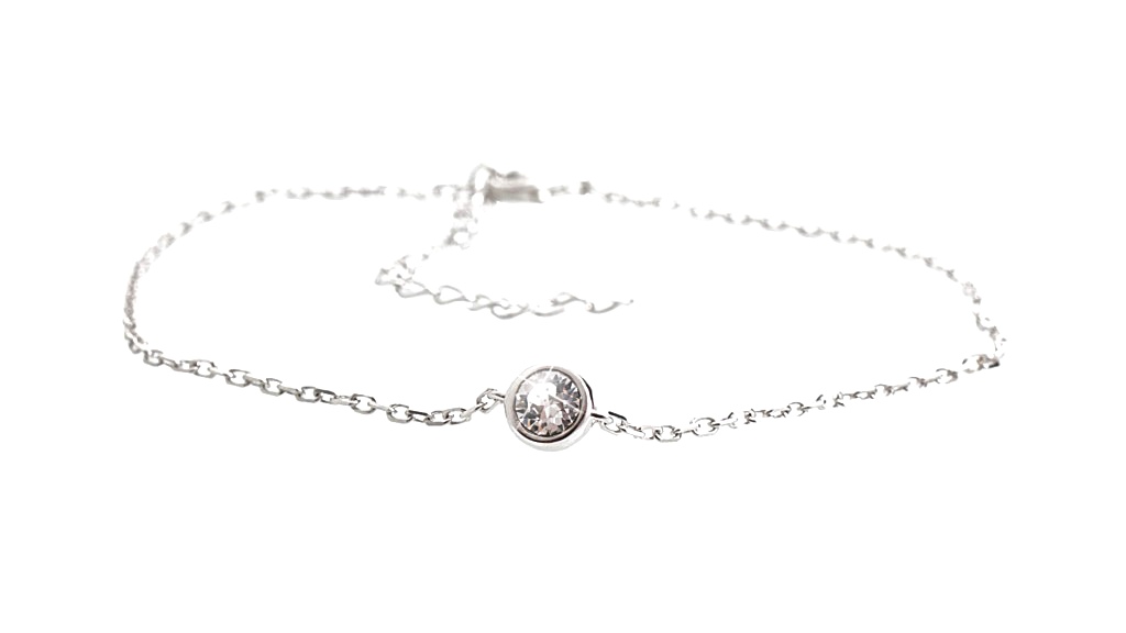 Stříbrný náramek se šatonem Swarovski crystals Pokovení: porhodiováno