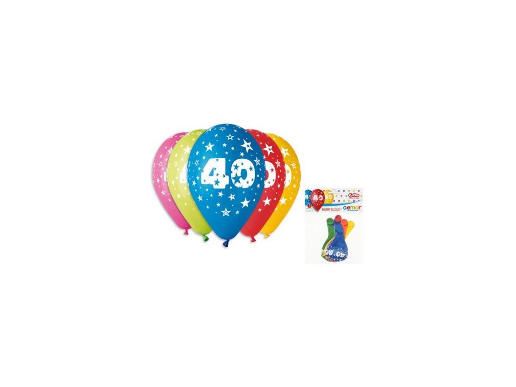 Sada 5ks balónků s číslem "40"