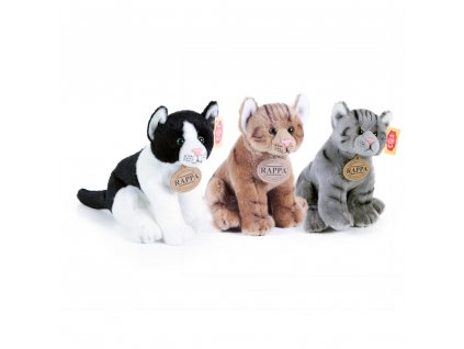 Plyšová kočka sedící 3 druhy 20 cm