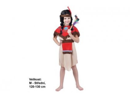 Kostým na karneval - Indiánka s čelenkou, 120-130 cm