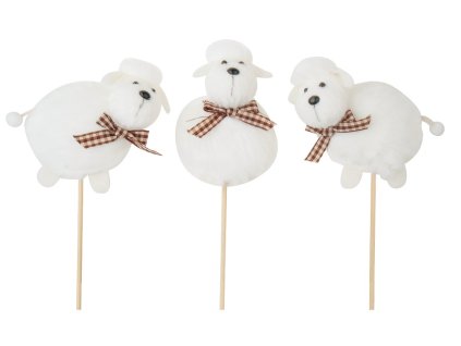 Zápich plyšová ovečka bílá 8 cm