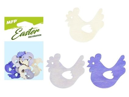 2221437 Dekorace slepice přírodní 12ks 4cm mix