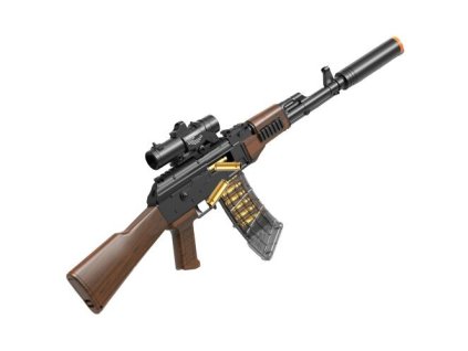 Puška AK-47 s patronami a pěnovými náboji