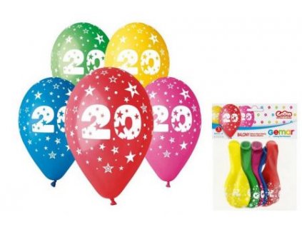 Sada 5ks balónků s číslem "20"