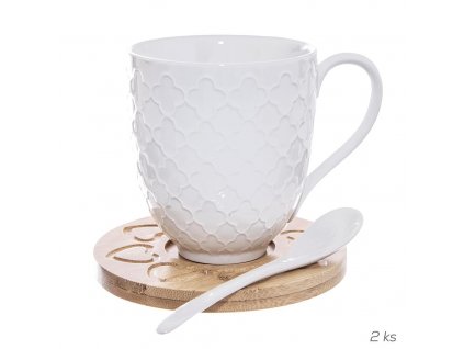 Hrnek s podšálkem a lžičkou WHITELINE 0,37 l 2 ks