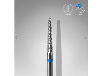 Tvrdokovová fréza Staleks Pro Expert „Kužel“ modrá, průměr 2,3 mm