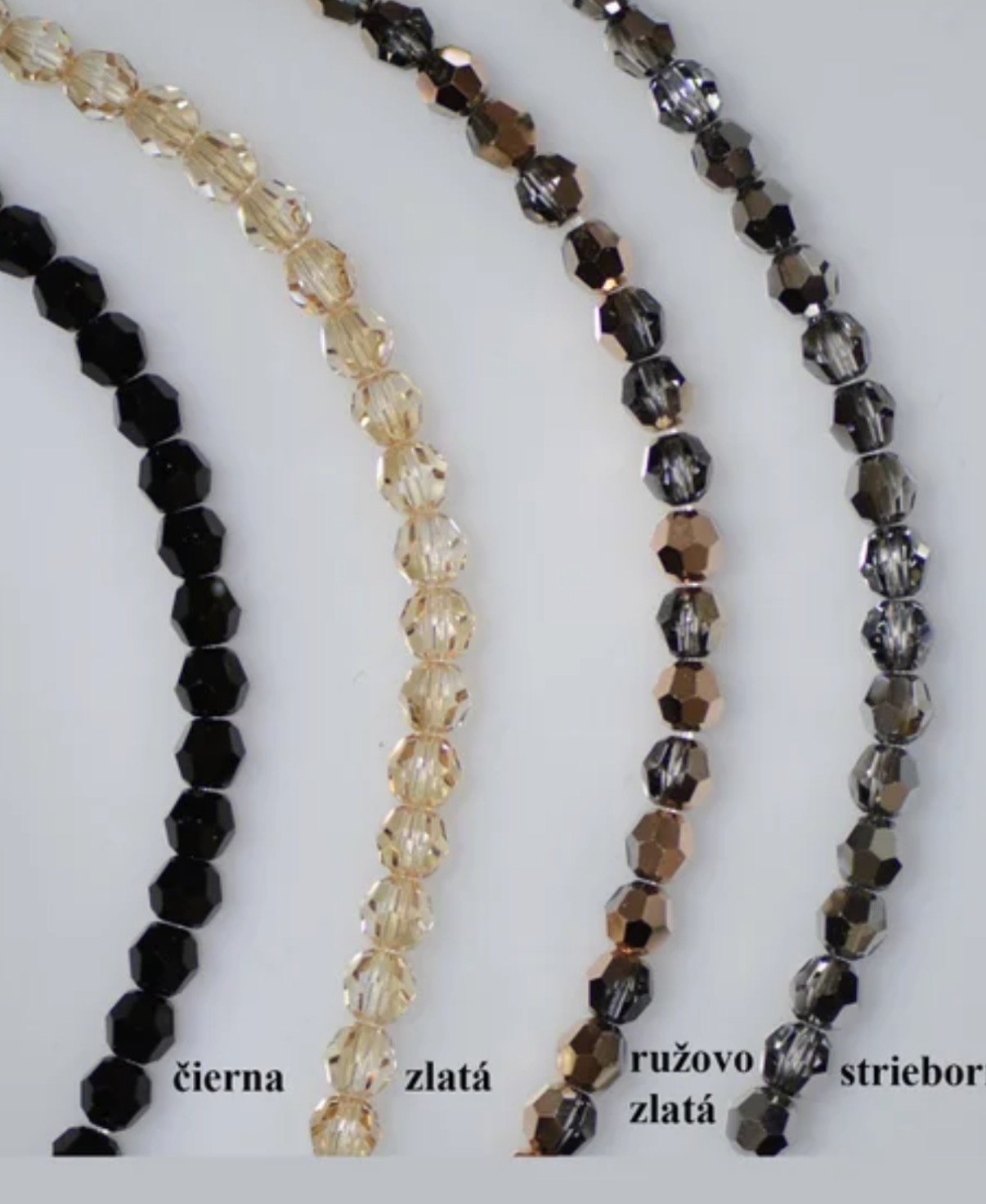 Brúsené krištále Swarovski v čiernej, zlatej, ružovozlatej a striebornej farbe