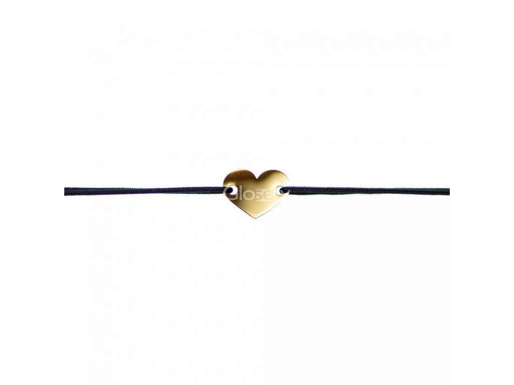 Šnúrkový minimalistický Glosery náramok so srdiečkom, chirurgická oceľ, šnúrka 0,8mm