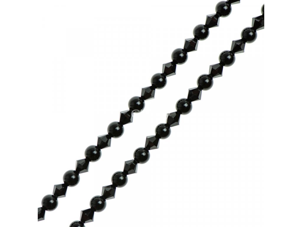 Glosery náhrdelník s lesknúcimi krištáľmi od Swarovski®, lesklý / matný čierny achát 4-6mm