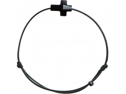 Šnúrkový Glosery náramok s lesknúcim krištáľom v tvare krížika od Swarovski®, šnúrka 1mm