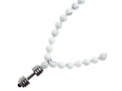 Fit & Gym Glosery náhrdelník s činkou, howlite 6mm
