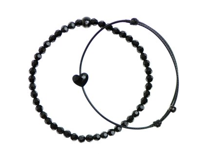 Glosery set dvoch náramkov zdobených krištáľmi, šnúrka 1mm, krištále 4mm