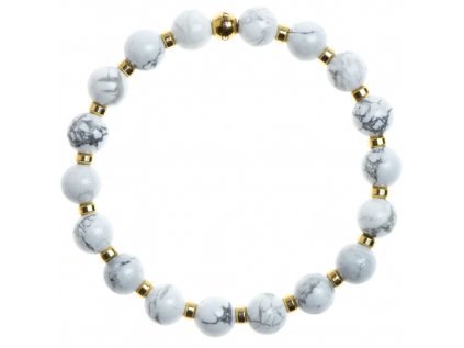 Pozlátené stopery, kameň lesklý čierny achát, howlite, tigrie oko 6-10mm