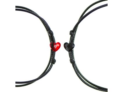 Partnerský šnúrkový Glosery náramok s lesknúcim krištáľom v tvare mini srdiečka od Swarovski®, mini šnúrka 1mm, čierna šnúrka 1,5mm