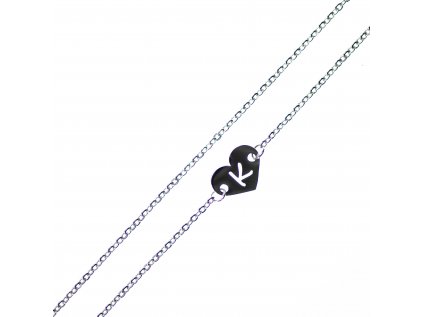 Minimalistický Glosery náhrdelník so srdiečkom s iniciálami, chirurgická oceľ 1,5mm