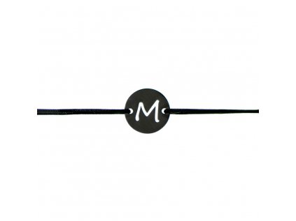 Šnúrkový minimalistický Glosery náramok s iniciálami, chirurgická oceľ, šnúrka 1mm