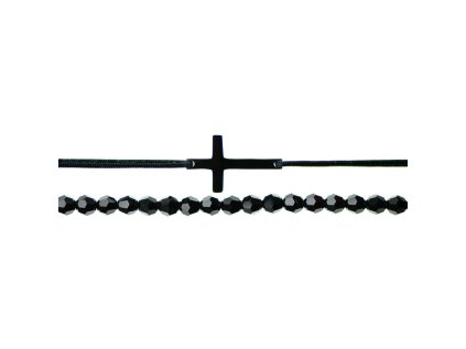 Luxusný set dvoch Glosery náramkov Krížik a krištále 4mm, chirurgická oceľ, šnúrka 1mm