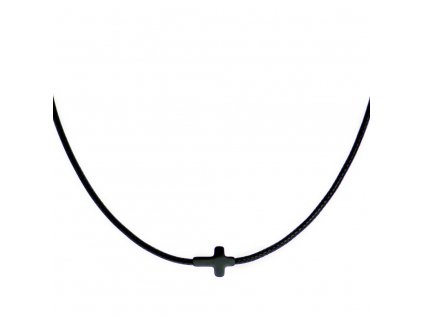 Šnúrkový Glosery náhrdelník s mini krížikom - bez zapínania - chir. oceľ, šnúrka 1,5mm