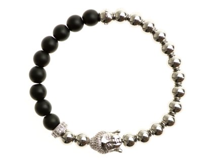 zirkonovy buddha a stoper matny cierny achat 8mm 1