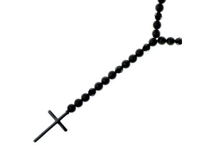 Luxusný Glosery náhrdelník v tvare ruženca s krížikom a disko guľami od Swarovski®, kamene 4-8mm