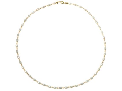 Glosery luxusný náhrdelník z riečnych perál s krištáľmi, bielo-smotanový, 4–5 mm