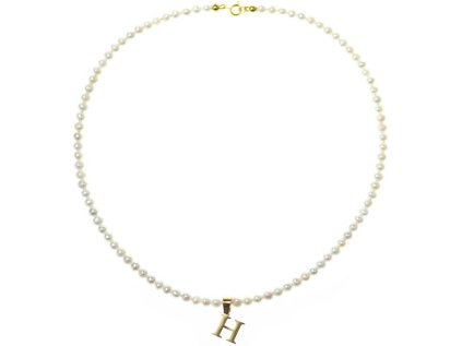 glosery perlovy nahrdelnik iniciala biely smotanovy