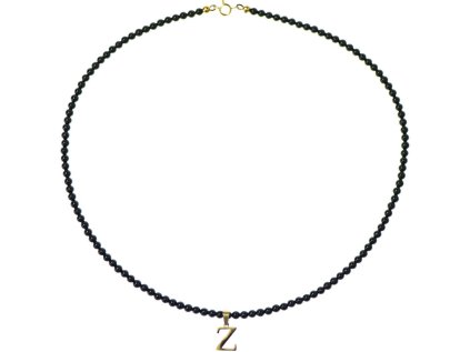 glosery minimalisticky nahrdelnik s inicialou cierny leskly achat onyx