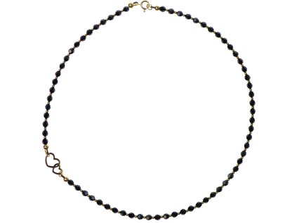 Luxusný minimalistický náhrdelník Glosery so srdcom, krištáľmi a achátom 3-4 mm a stopermi 2 mm