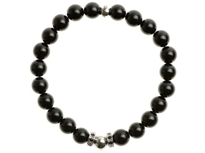 stopery s ciernymi zirkonmi koralka z chirurgickej ocele leskly cierny achat 8mm