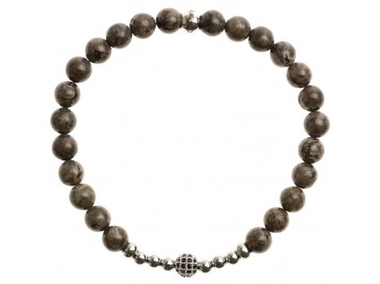 disko gula s ciernymi zirkonmi koralky a stopery z chirurgickej ocele obsidian vlockovy hnedy 6mm