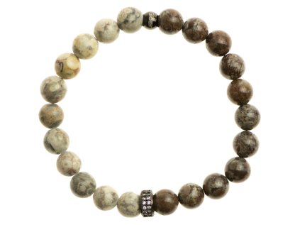 obsidian vlockovy hnedy a maifan 8mm stoper osadeny zirkonmi 1