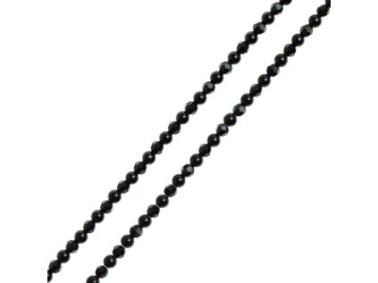 Glosery náhrdelník s lesknúcimi krištáľmi - disko guľami, lesklý / matný čierny achát 4-6mm