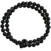 Wrap Glosery náramok s lesknúcim krištáľom v tvare lebky od Swarovski®, lesklý / matný čierny achát 4-6mm