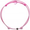 Šnúrkový Glosery náramok s lesknúcim krištáľom v tvare mini srdiečka od Swarovski®, mini šnúrka 1mm, ružová šnúrka 1,5mm