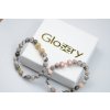 Fit & Gym Glosery fitness náramok, jaspis zebra ružový 8mm, činka so zirkónmi