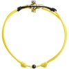Šnúrkový Glosery náramok s lesknúcim krištáľom v tvare krížika od Swarovski®, mini šnúrka 1mm, žltá šnúrka 1,5mm