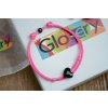 Šnúrkový Glosery náramok s lesknúcim krištáľom v tvare srdca od Swarovski®, mini šnúrka 1mm, ružová šnúrka 1,5mm
