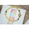 Šnúrkový Glosery náramok s lesknúcim krištáľom v tvare srdca od Swarovski®, mini šnúrka 1mm, žltá šnúrka 1,5mm