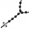 Glosery náhrdelník v tvare ruženca s lesknúcim krížikom od Swarovski®, matný / lesklý achát, tigrie oko, howlite 6-8mm, chir. oceľ 4mm