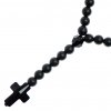 Glosery náhrdelník v tvare ruženca s lesknúcim krížikom, lesklý / matný čierny achát 6-8mm