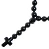 Glosery náhrdelník v tvare ruženca s lesknúcim krížikom, lesklý / matný čierny achát 6-8mm
