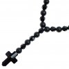 Glosery náhrdelník v tvare ruženca s lesknúcim krížikom a disko guľami, lesklý / matný čierny achát 6-8mm