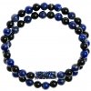 Glosery wrap náramok zdobený krištáľmi od Swarovski®, lapis lazuli a lesklý / matný čierny achát 6-8mm