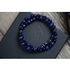 Glosery wrap náramok zdobený krištáľmi od Swarovski®, lapis lazuli a lesklý / matný čierny achát 6-8mm